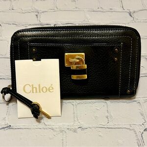 Black Chloe Paddington Long Zip Around Wallet - EUC With Lock, Key & Care Card.
